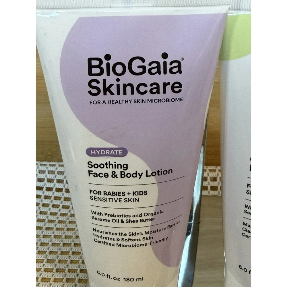 BioGaia Skincare Gentle Balm-to-Milk Body Wash & Soothing Face Body Lotion 180ml